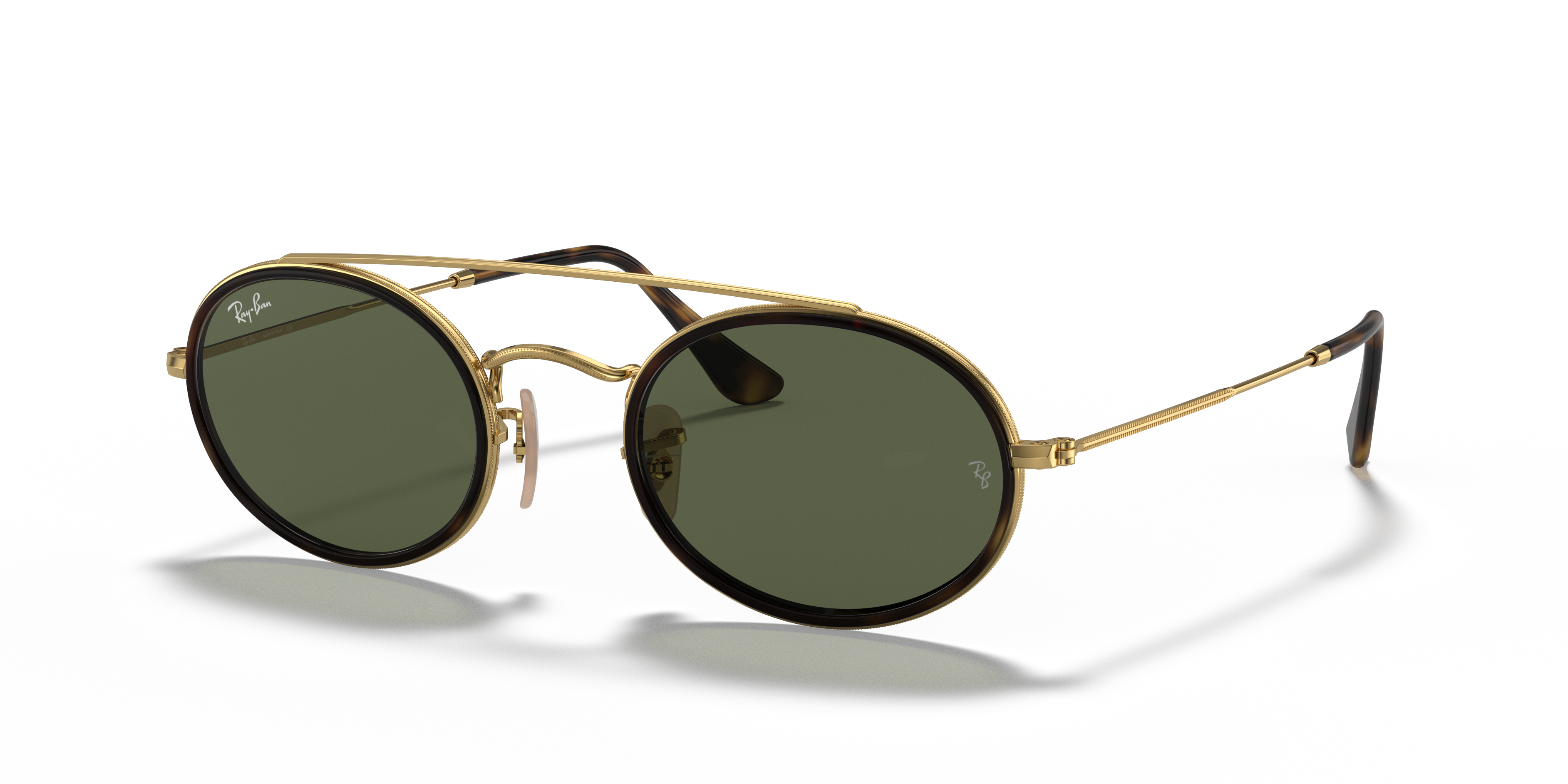 Ray-Ban RB3847N OVAL DOUBLE BRIDGE Oro e Verde - Occhiali da Sole  8053672970111 | Salmoiraghi e Viganò