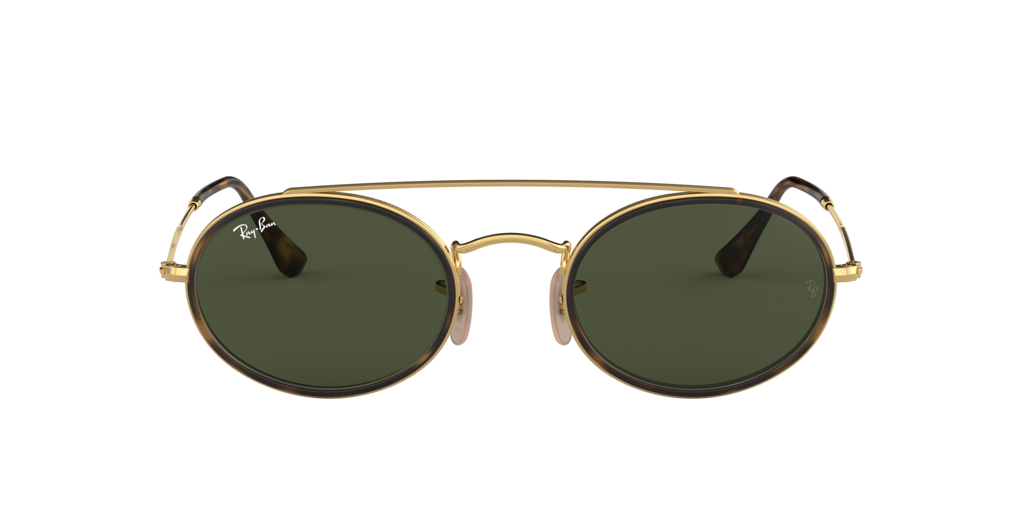 Ray-Ban RB3847N OVAL DOUBLE BRIDGE Oro e Verde - Occhiali da Sole  8053672970111 | Salmoiraghi e Viganò